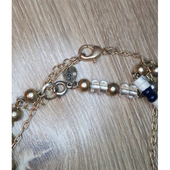 Bundle lot 2 gold tone chain and stone bead necklaces, layered look, LOFT & More - Picture 4 of 5
